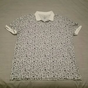 H&M Leaf Print Polo Shirt XL (Navy Blue/White)